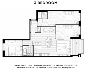 Royal Wharf London 3 Bedroom Floor Plan